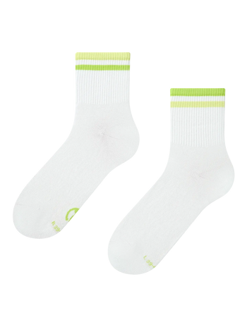 Chaussettes mi-mollet à rayures vert citron