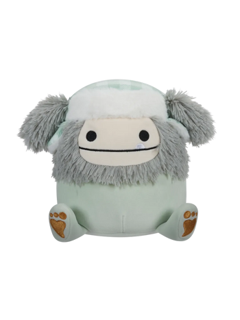 Peluche Squishmallows de 20 cm Evita le Yéti gris portant un chapeau de trappeur