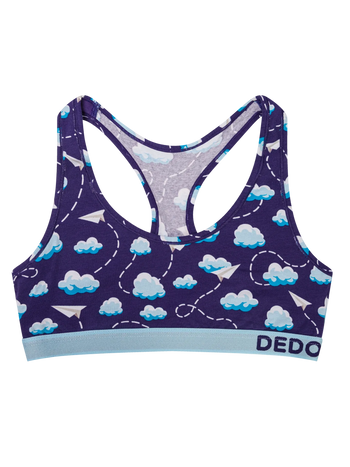 Vrolijke damesbralette Papieren vliegtuigjes & wolken