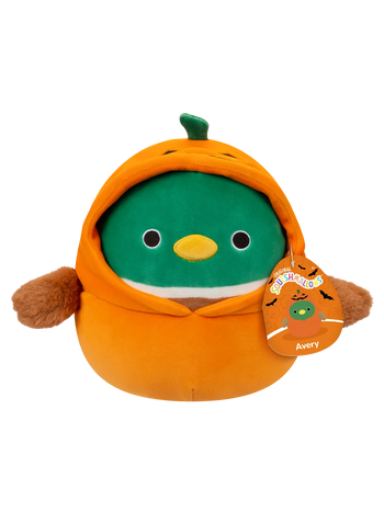 Squishmallows Avery de wilde eend in pompoenpak, 20 cm